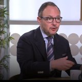 Xavier Espot durant l'entrevsta al Cafè d'idees a La 2 de RTVE