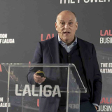 Javier Tebas, presidente de LaLiga, en un acte contra la pirateria.