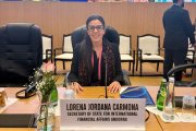 la Secretària d'Estat d’Afers Financers Internacionals, Lorena Jordana, al 18è Fòrum Global de l’OCDE que té lloc a Nova Delhi.