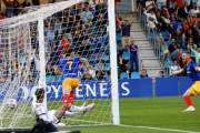 La celebració del primer gol de l'Andorra.