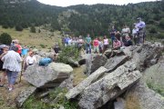 Un moment de la benedicció del bestiar a la vall de Rialb, ahir.