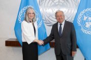 Elisenda Vives amb Antonio Guterres, Secretari General de l'ONU