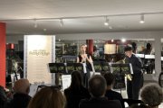 El duet de la Jonca format per Clara Vila (clarinet) i Cesc Joval (saxòfon) durant el primer concert del cicle de tardor 'En clau femenina' de l'ONCA.