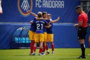 Els jugadors de l'FC Andorra celebren el segon gol