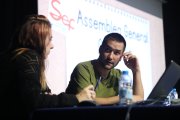 Esteves en una assemblea del SEP.