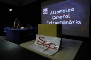 Preparació d’una assemblea del sindicat.