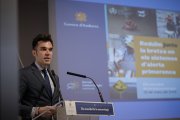 El secretari d’Estat de Transició Energètica, Transports i Mobilitat, David Forné, durant l’acte per commemorar el Dia Mundial de la Meteorologia.