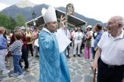 Josep-Lluís Serrano amb el bàcul de bisbe d'Urgell i Copríncep d'Andorra dissabte a Canòlich