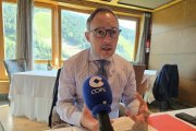 El cap de Govern, Xavier Espot, durant l'entrevista al programa Ara Andorra de la cadena COPE.
