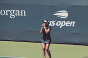Vicky Jiménez celebra la victòria a la prèvia de l’US Open.