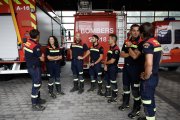 Els set bombers voluntaris que van estar a Astúries ajudant a extingir els incendis forestals.