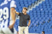 L’entrenador tricolor, Ibai Gómez, al duel de dissabte a Anoeta.