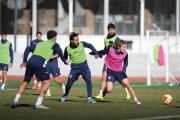 Entrenament dels tricolors a l’Estadi Comunal.