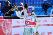 Cande Moreno després de finalitzar avui en 26è lloc el descens de Copa del Món a Saint Moritz