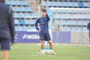 El migcampista Dani Villahermosa durant l’entrenament d’ahir al Nacional.