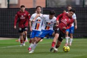 Álvaro Martín, de l'FC Andorra, en una acció del partit contra el Mirandés