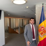 El president del Partit Socialdemòcrata, Pere Baró, durant les declaracions a la premsa.