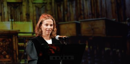 La degana del col·legi d'advocats, Sònia Baixench, durant el discurs a la cerimònia de la toga.
