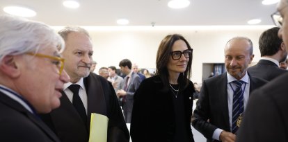 La ministra de Justícia i Interior, Ester Molné, amb el fiscal general de l'Estat, Xavier Sopena, i el president del Consell Superior de la Justícia, Josep Maria Rossell.