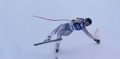 Cande Moreno en el moment de la caiguda.