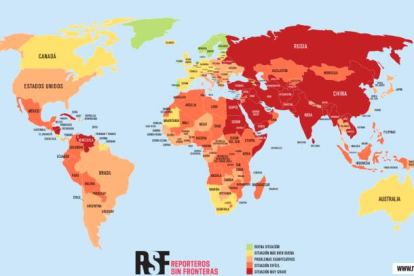 Mapa mundial del rànquing de llibertat de premsa.