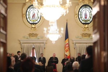 Un moment de la recepció de Nadal del copríncep episcopal, Joan-Enric Vices, al Palau Episcopal