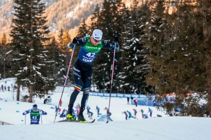 Irineu Esteve, en un moment de la cursa dels 15 km persecució del Tour de Ski.