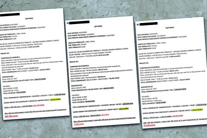 Els documents de la quitança dels tres treballadors.