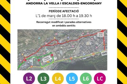 Recorregut dels autobusos modificat a Andorra la Vella a causa de la rua de Carnaval