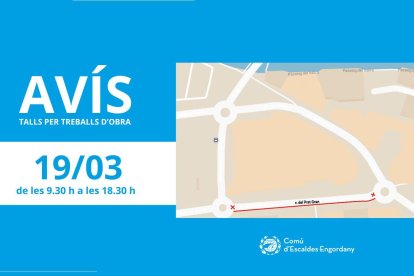 L'avís del tall al carrer del Prat Gran per obres