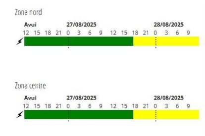 Avís groc per tempestes a partir de demà al vespre