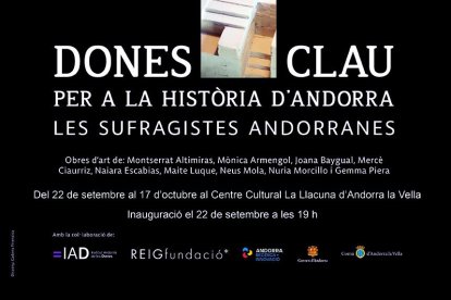 El cartell promocional de l'exposició 'Dones clau per a la història d’Andorra: Les sufragistes andorranes'.