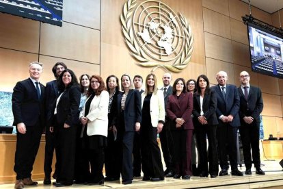 La delegació andorrana que ha participat en la presentació de l'informe.