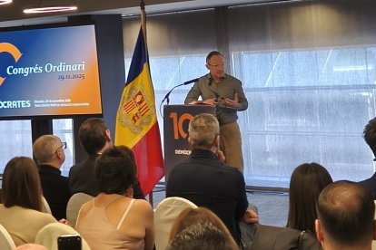 El cap de Govern, Xavier Espot durant el Congrés de Demòcrates.