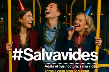 El cartell de la campanya del servei de mobilitat amb loa qual recomana usar el bus nocturn