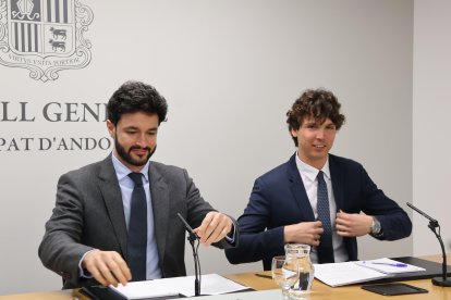 Cerni Escalé i Pol Bartolomé en la roda de premsa d'aquest matí