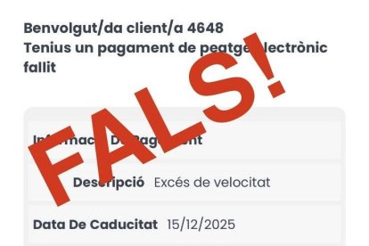 Un dels missatges SMS fraudulents.