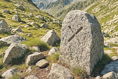 Una creu gravada que permet identificar el límit territorial.