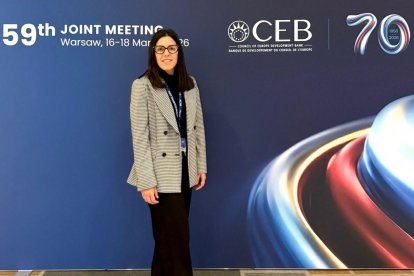 La secretària d'Estat d'Afers Financers Internacionals, Lorena Jordana,  a la reunió anual del Banc de Desenvolupament del Consell d'Europa (CEB).