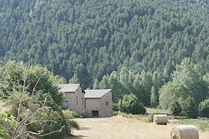 Estampa estiuenca i agrícola captada per Jordi Dolcet al pla d'Engolasters després de la recollida de l'herba dels camps.