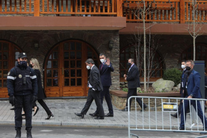 Pedro Sánchez surt aquest matí de l'hotel on s'allotgen les delegacions a Soldeu