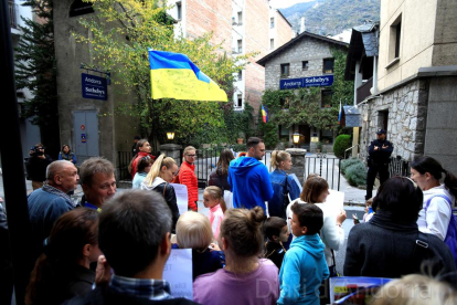 Protesta dels refugiats contra els bombardejos de Rússia a Ucraïna