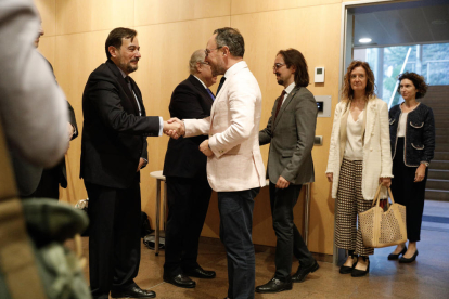 El cap de Govern, Xavier Espot, en arribar a la recepció de la Festa Nacional d'Espanya