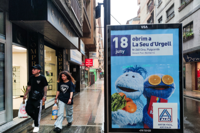 Un dels anuncis d’ALDI al carrer Riberaygua.