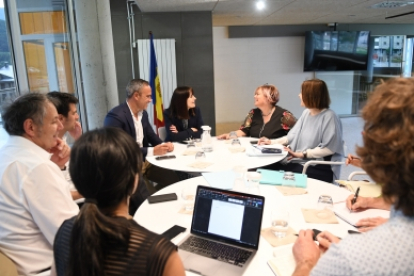 Un moment de la trobada dels representants del Govern amb la delegació del Consell d'Europa.