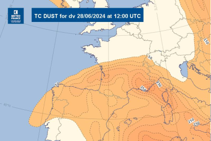 La pols en suspensió sobre part del sud d'Europa