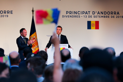 Emmanuel Macron amb Xavier Espot durant la visita del 2019.