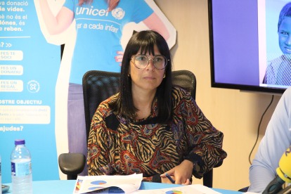 La directora executiva d'UNICEF Andorra, Dàmaris Castellanos, durant la presentació de la Memòria 2023 de l'entitat.