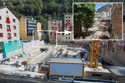 La plaça de l’Església d’Escaldes-Engordany, encara en construcció.