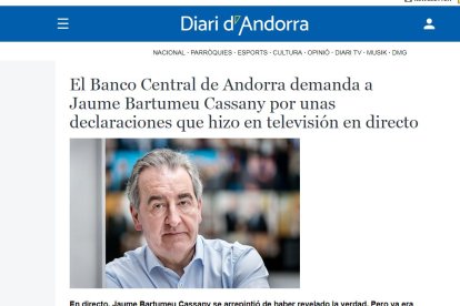 Imatge de la notícia falsa que es presenta com publicada pel Diari d'Andorra